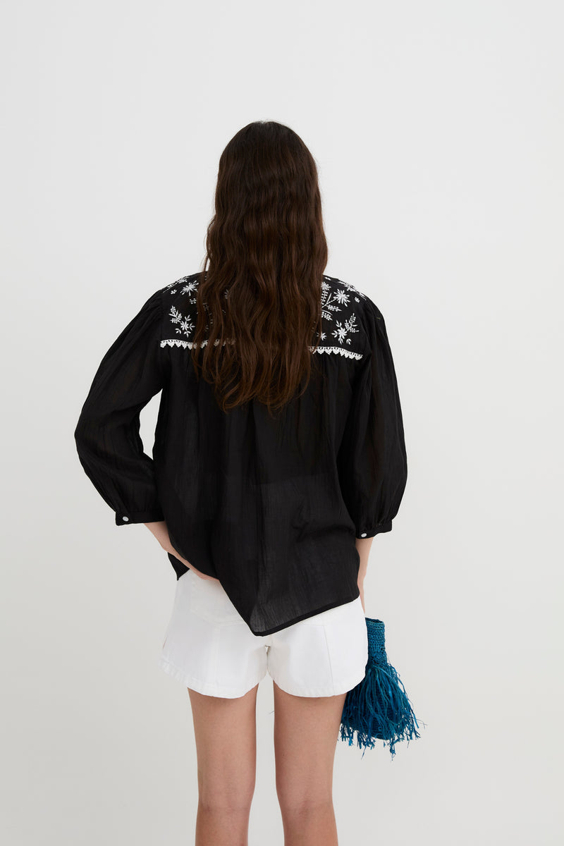 Blouse Mumbai Popeline Noir