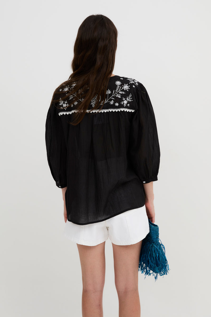 Blouse Mumbai Popeline Noir