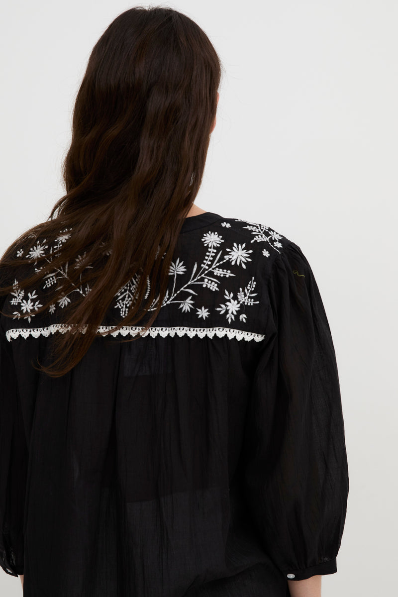 Blouse Mumbai Popeline Noir