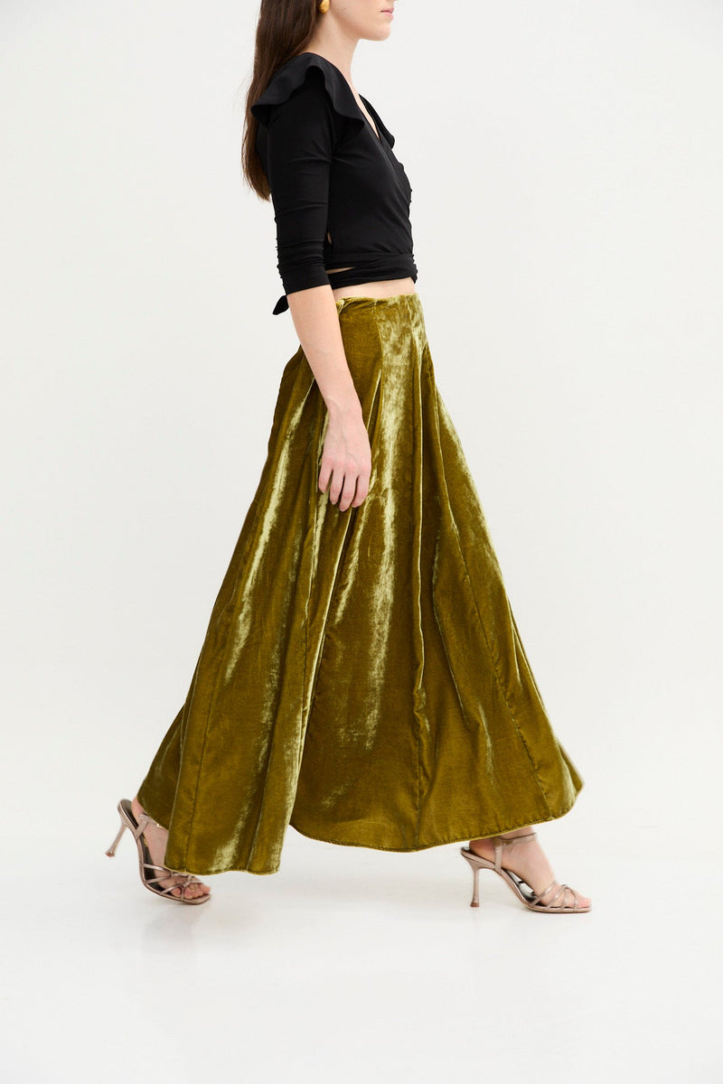 Jupe Japonais Velours Olive