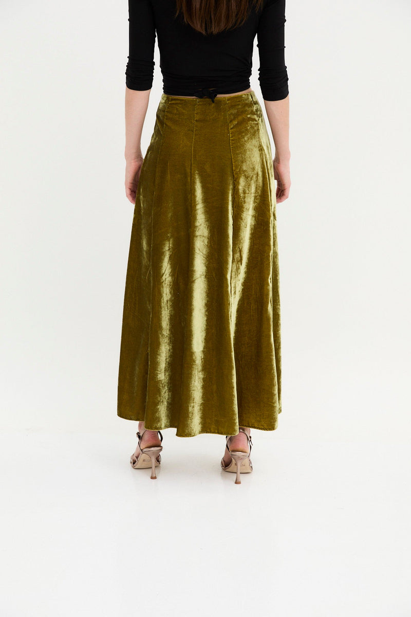 Jupe Japonais Velours Olive