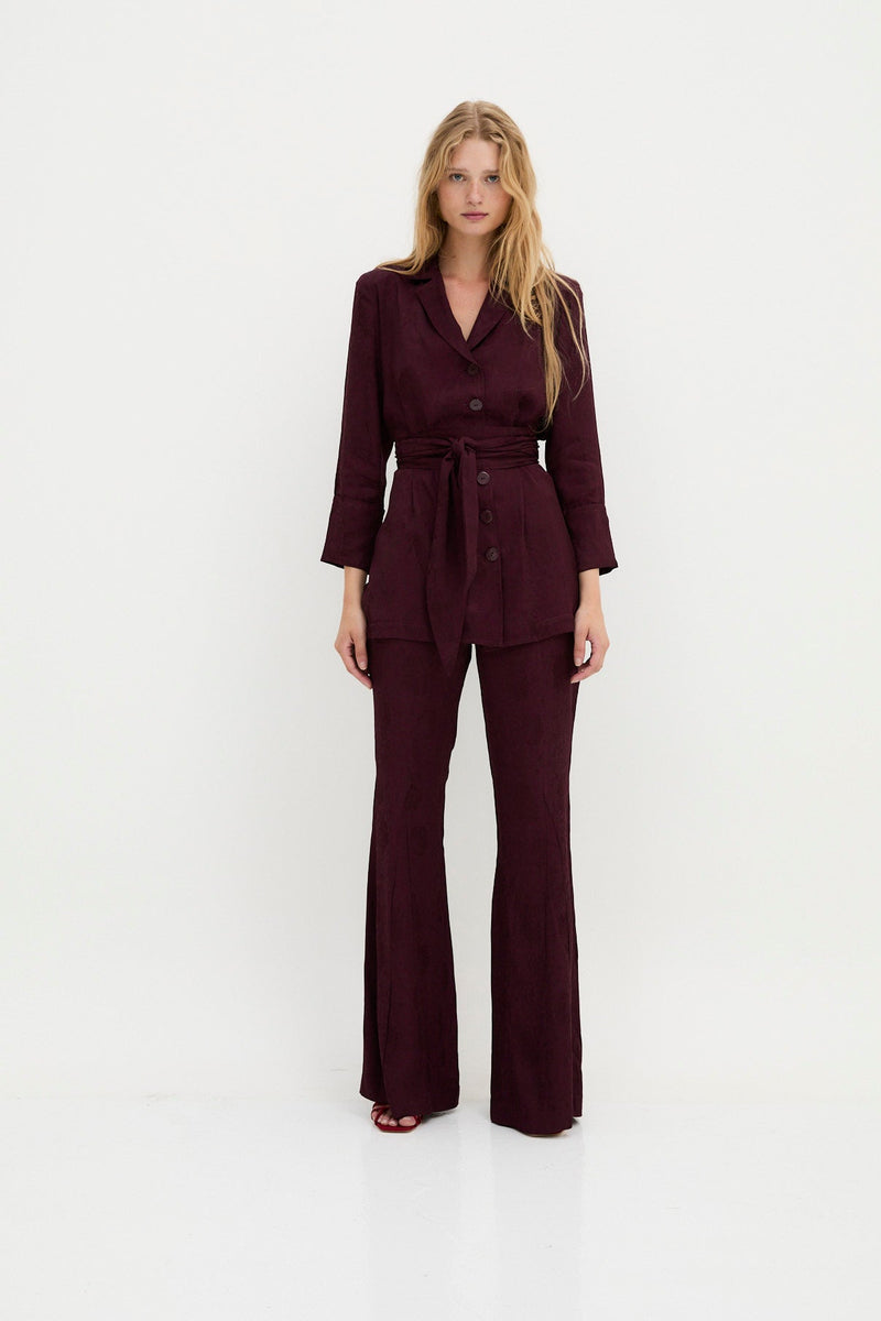 Pantalon Sirin Jacquard Rétro Bordeaux