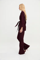 Pantalon Sirin Jacquard Rétro Bordeaux
