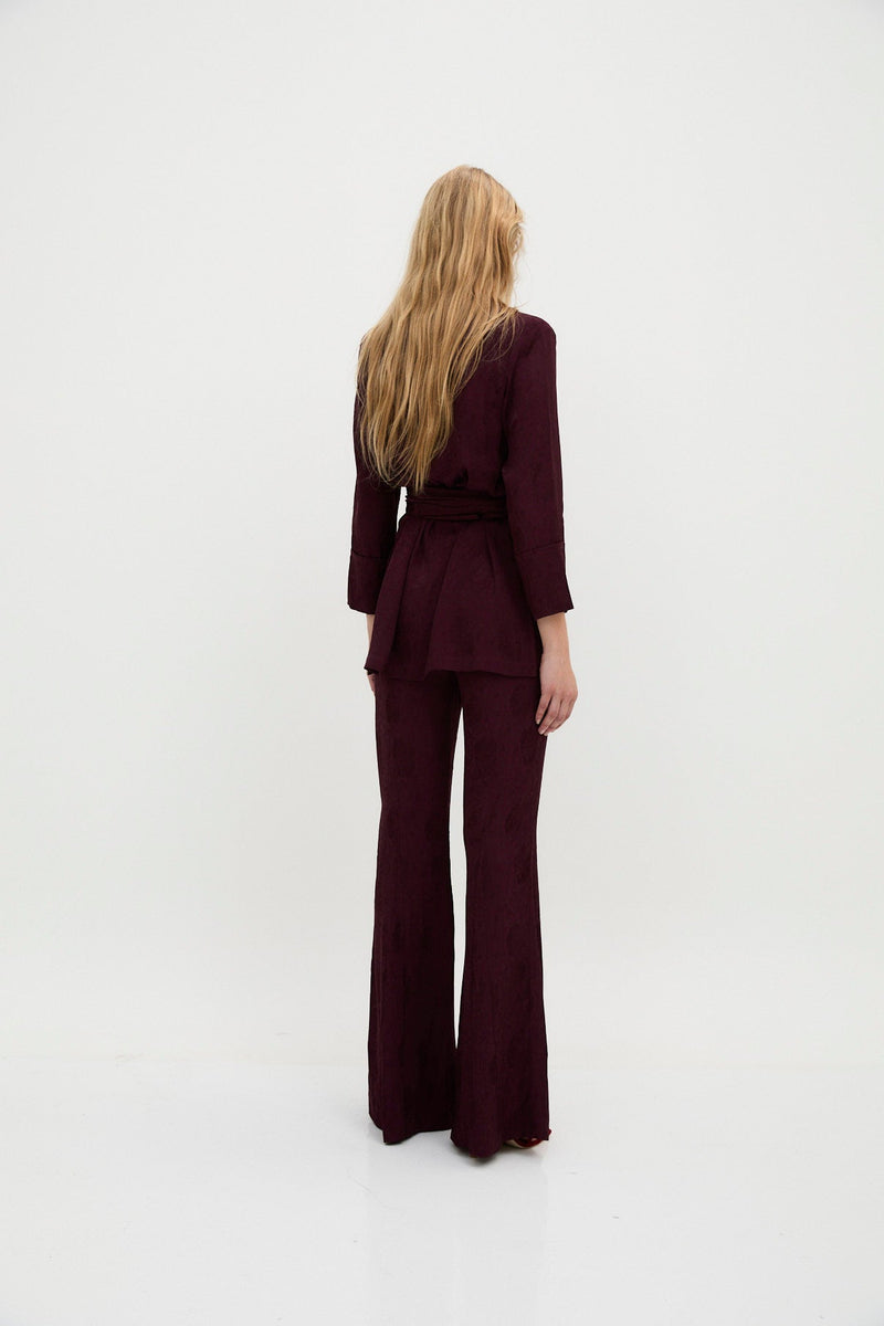 Pantalon Sirin Jacquard Rétro Bordeaux