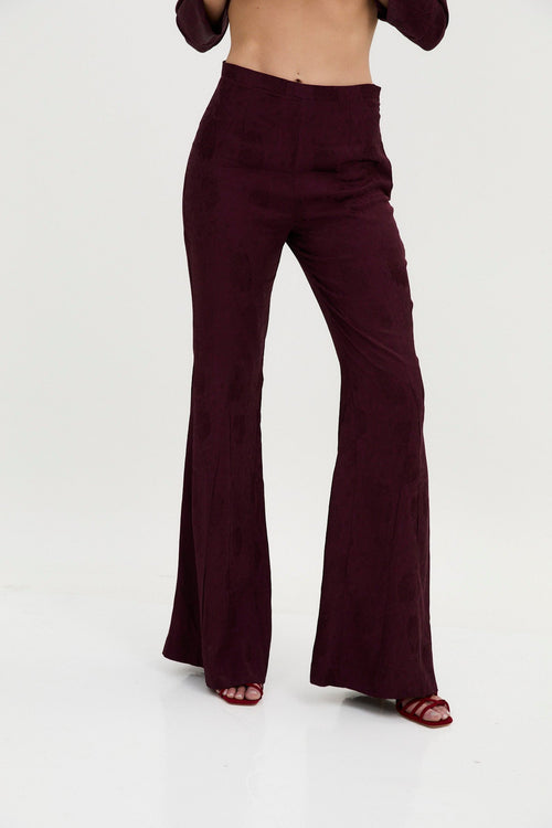 Pantalon Sirin Jacquard Rétro Bordeaux