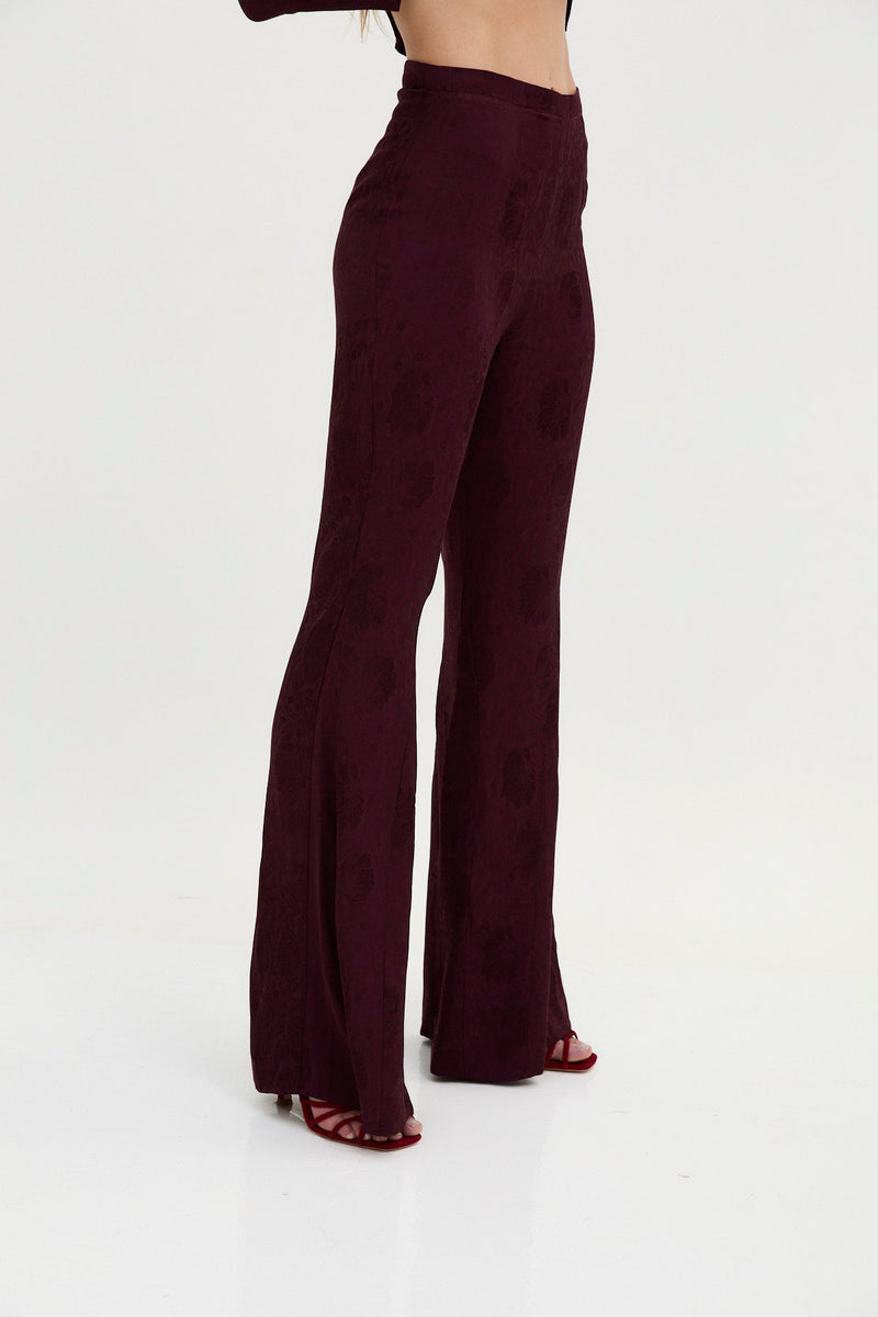 Pantalon Sirin Jacquard Rétro Bordeaux