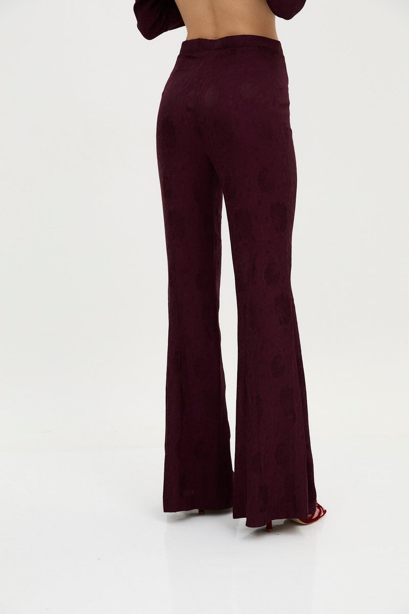 Pantalon Sirin Jacquard Rétro Bordeaux