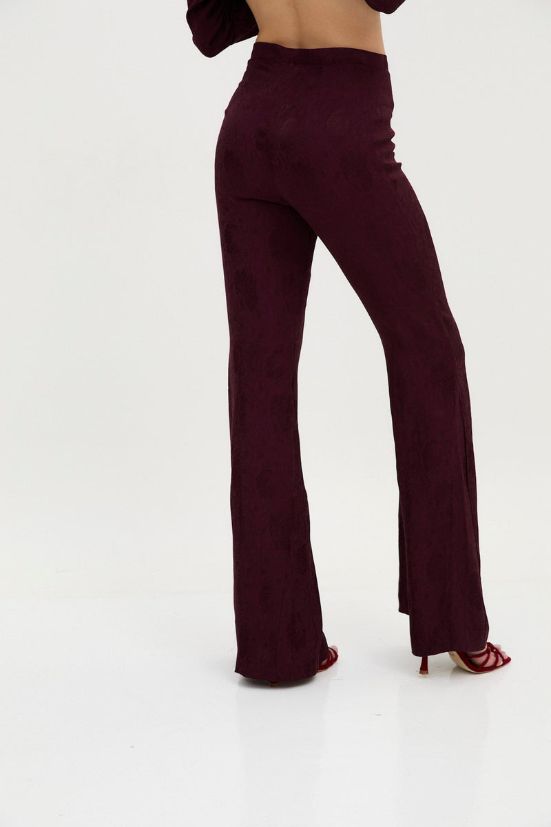 Pantalon Sirin Jacquard Rétro Bordeaux
