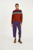 Pull Damier Maille Terracotta