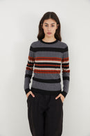 Pull Côtelé Rayé Beige