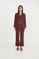 Pantalon Sixties Crop Jacquard Rustique Marron