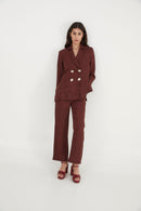 Pantalon Sixties Crop Jacquard Rustique Marron