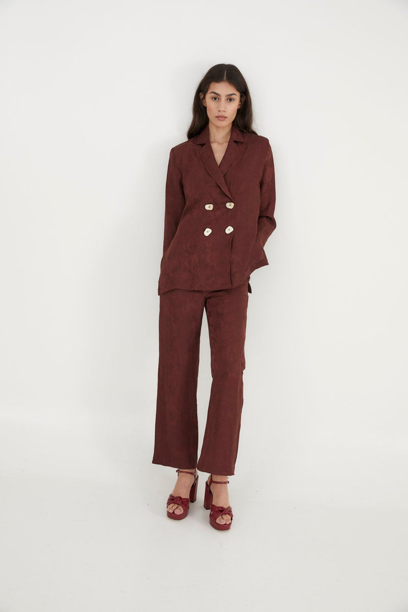 Pantalon Sixties Crop Jacquard Rustique Marron