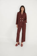Pantalon Sixties Crop Jacquard Rustique Marron