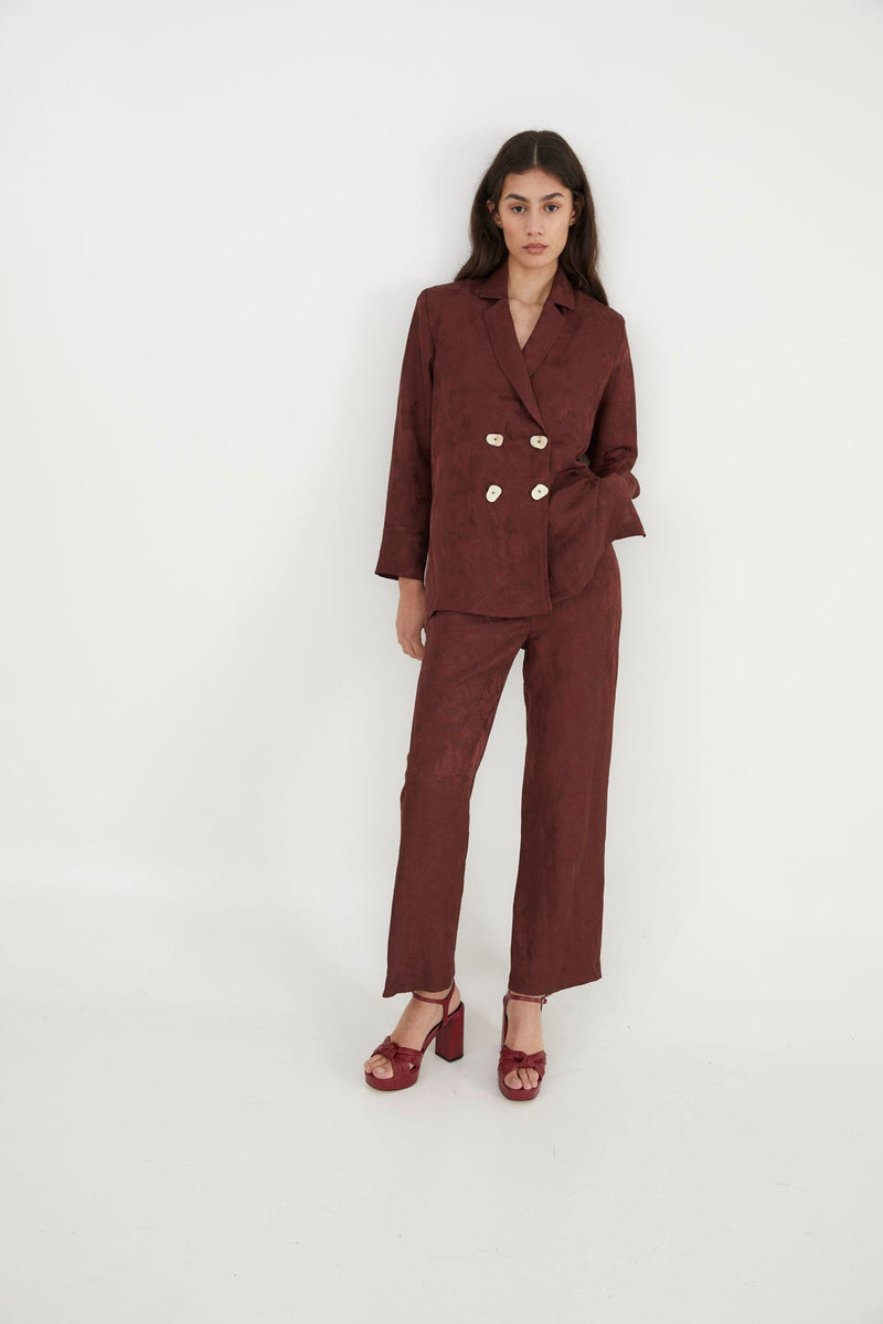 Pantalon Sixties Crop Jacquard Rustique Marron