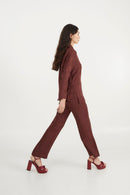Pantalon Sixties Crop Jacquard Rustique Marron