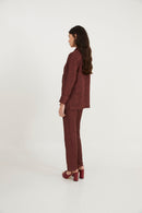 Pantalon Sixties Crop Jacquard Rustique Marron