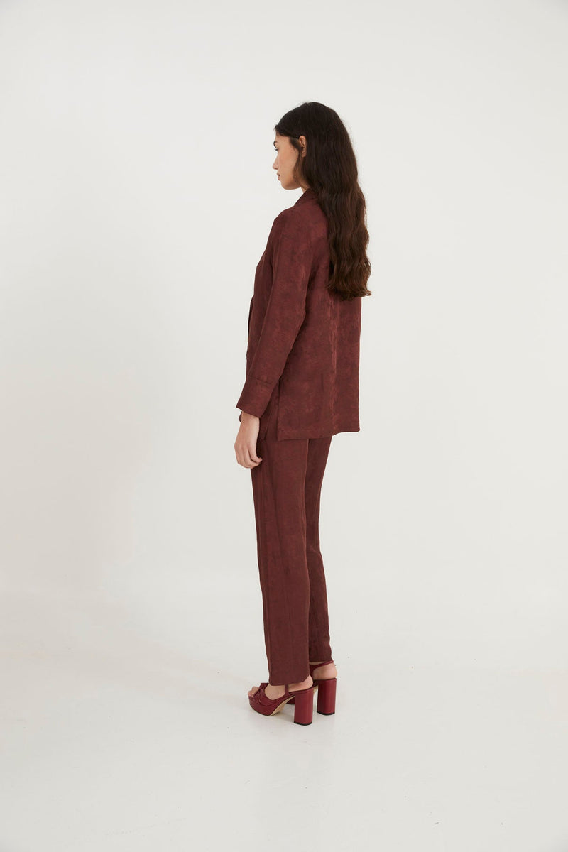 Pantalon Sixties Crop Jacquard Rustique Marron