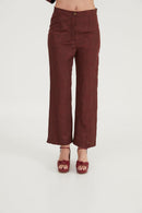 Pantalon Sixties Crop Jacquard Rustique Marron