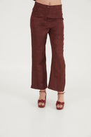 Pantalon Sixties Crop Jacquard Rustique Marron