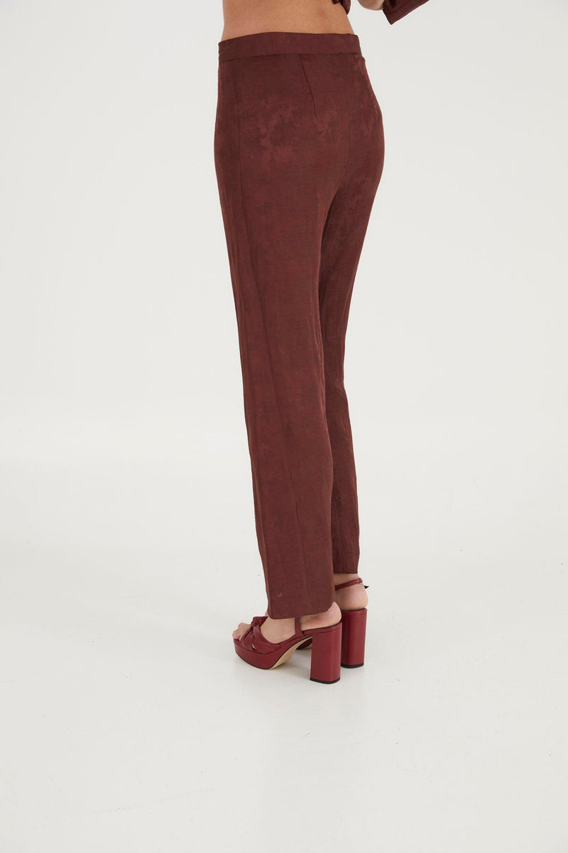 Pantalon Sixties Crop Jacquard Rustique Marron