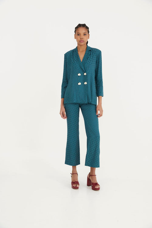 Pantalon Sixties Crop Jacquard Pois Canard