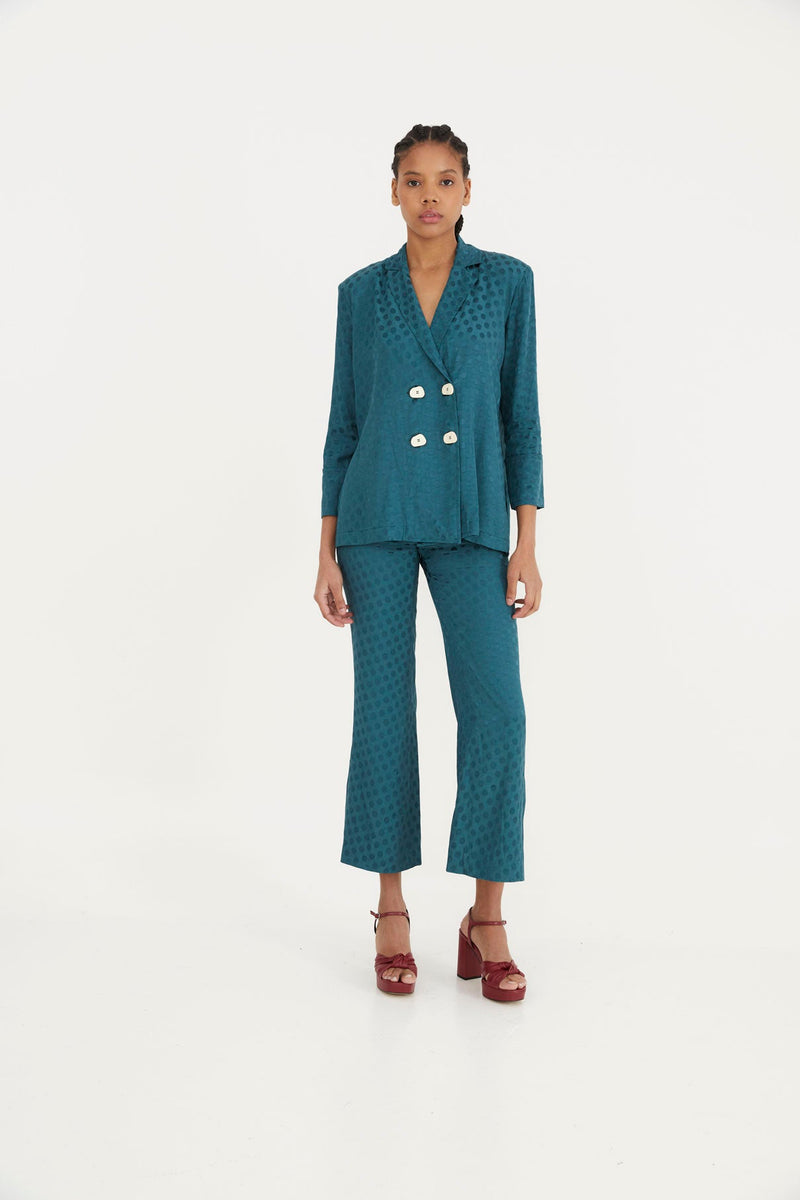 Pantalon Sixties Crop Jacquard Pois Canard