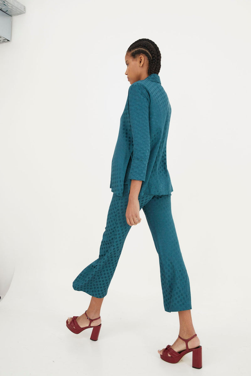 Pantalon Sixties Crop Jacquard Pois Canard