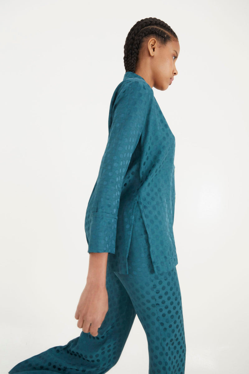 Pantalon Sixties Crop Jacquard Pois Canard
