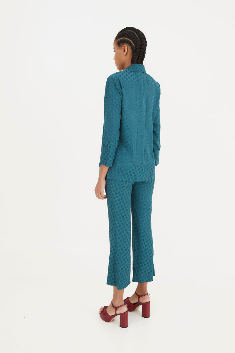 Pantalon Sixties Crop Jacquard Pois Canard