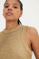 Top Dos Nu Maille Doré