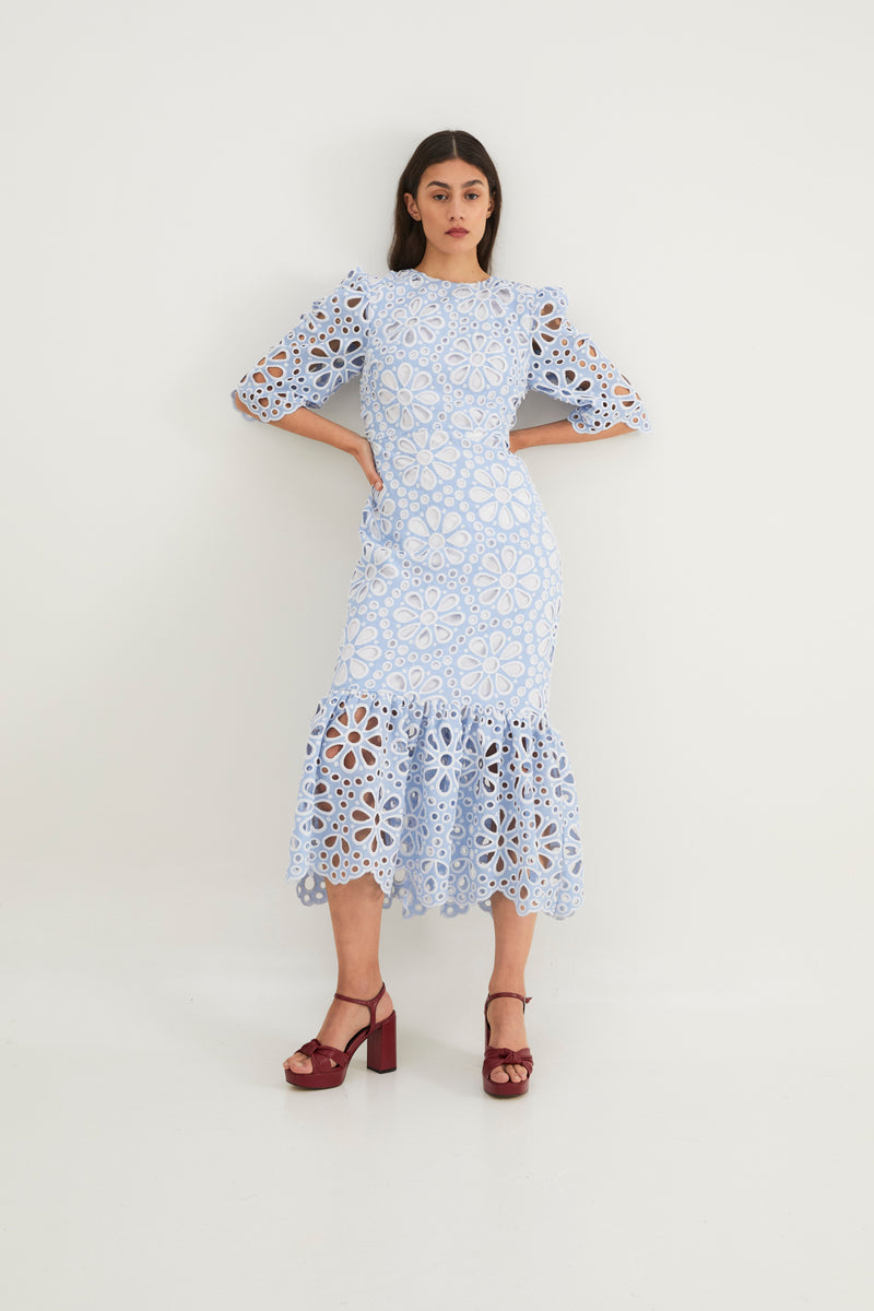 Robe Leyre Découpé Bleu
