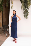Robe Dos Nu Satin Marine