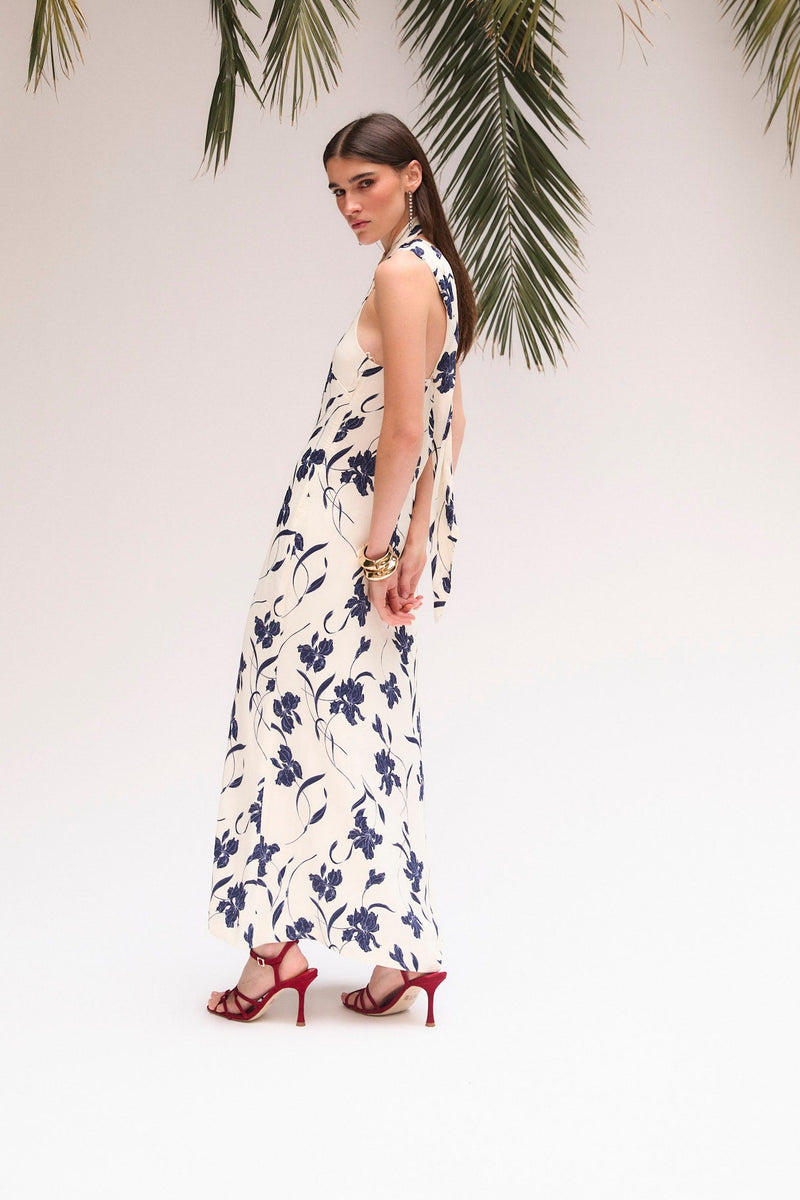 Robe Dos Nu Orchidée Marine