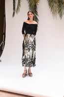 Jupe Droit Sequins Fumée