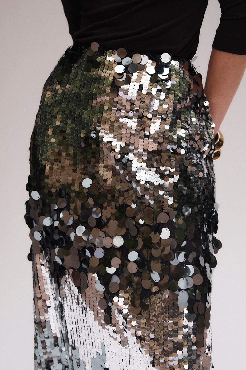 Jupe Droit Sequins Fumée