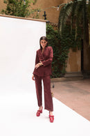 Pantalon Sixties Crop Jacquard Rustique Marron