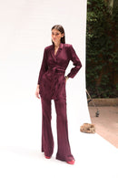 Pantalon Sirin Jacquard Rétro Bordeaux