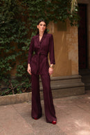 Pantalon Sirin Jacquard Rétro Bordeaux