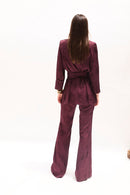 Pantalon Sirin Jacquard Rétro Bordeaux