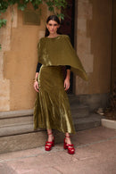 Jupe Japonais Velours Olive