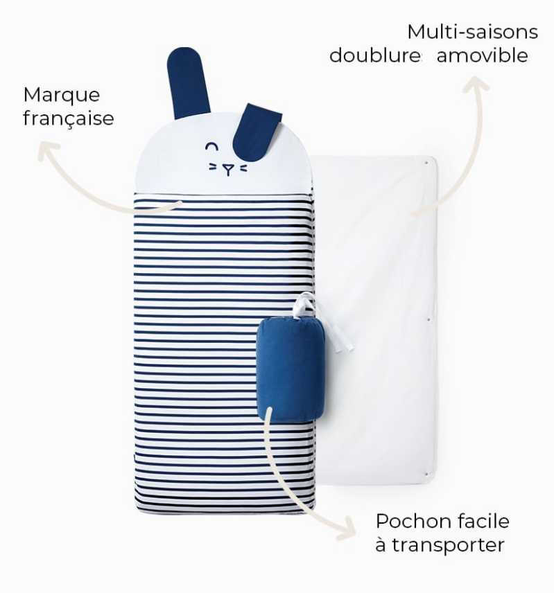 Sac De Couchage 4 Saisons Lapin Coton - Rayé