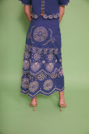 Jupe Bombay Broderie Bleu