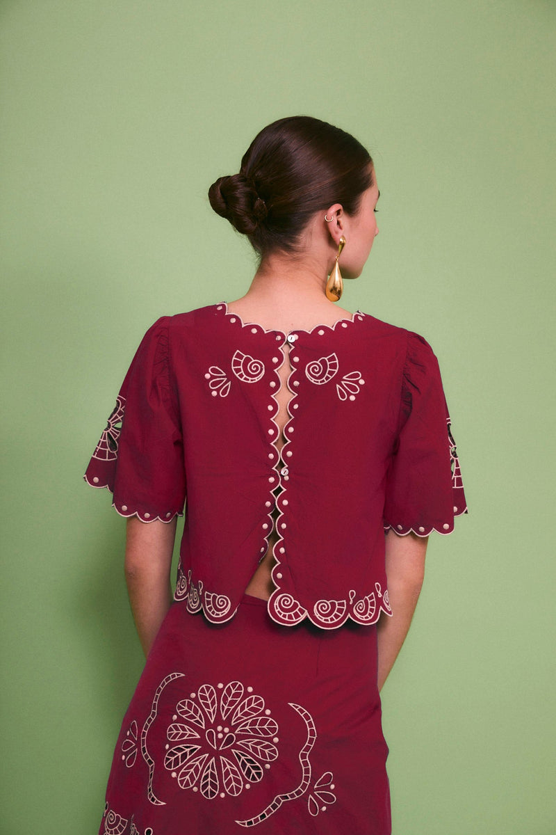 Top Bombay Broderie Cerise