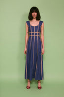 Robe Rubans Tencel Bleu