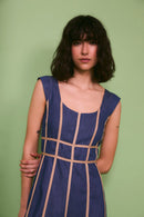 Robe Rubans Tencel Bleu