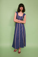 Robe Rubans Tencel Bleu