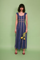 Robe Rubans Tencel Bleu
