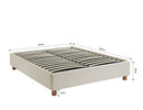 Lit Coffre Korall - Tissu Beige Lin - Sommier Inclus