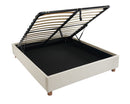 Lit Coffre Korall - Tissu Beige Lin - Sommier Inclus